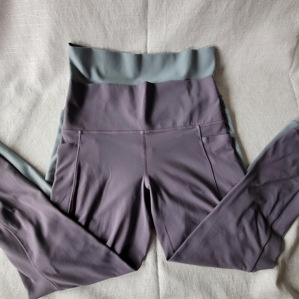 Athleta High-Waist Two-pairs of Leggings - Mauve & Slate Size M